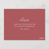 Gedempte bakstenen rood Modern Boho bruidsmeisje v Briefkaart (Achterkant)