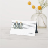 Gedempte Blauw Twee Grooms Pakken en Bow Stropdass Plaatskaartje (Achterkant)