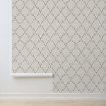 Gedempte Blauwe Bloemmotief Traliewerk Blokdrukpat