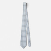 Gedempte Blauwe Minimaal Vensterruit Plaid Raster Stropdas (Voorkant)