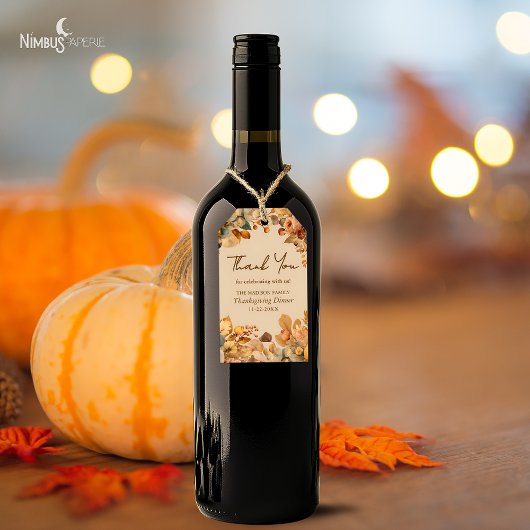 Gedempte bloem lichtbeige Thanksgiving geschenklab Cadeaulabel