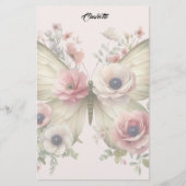 Gedempte Bloem Vlinder Briefpapier (Voorkant)