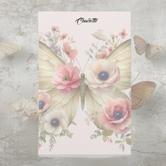 Gedempte Bloem Vlinder Briefpapier