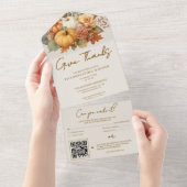 Gedempte bloemen alles in één Thanksgiving All In One Uitnodiging (Afscheurbaar)