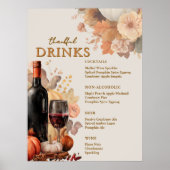 Gedempte bloemen thanksgiving bar menu poster (Voorkant)