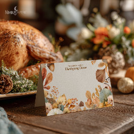 Gedempte bloemen Thanksgiving Blank Buffetkaart Kaart