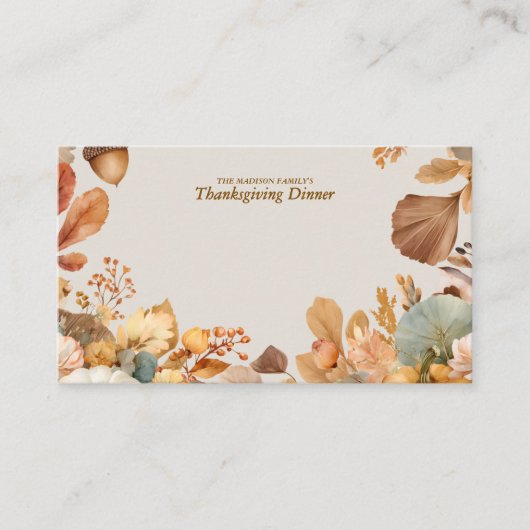 Gedempte bloemen Thanksgiving Blank Flat Table Kaa Visitekaartje (Voorkant)