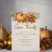 Gedempte bloemen Thanksgiving diner uitnodiging 