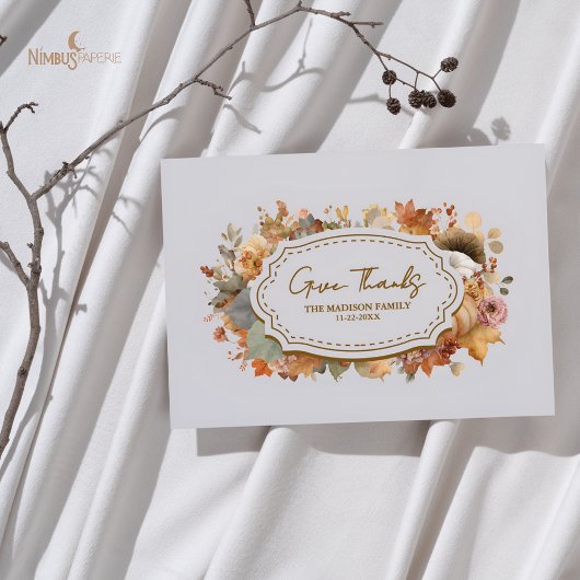 Gedempte bloemen Thanksgiving Flat Place Card Plaatskaartje