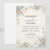Gedempte bloemen winter botanische bruiloft kaart (Voorkant / Achterkant)