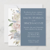 Gedempte bloemenguirlande | Pastelblauwe Crème Bru Kaart (Voorkant)