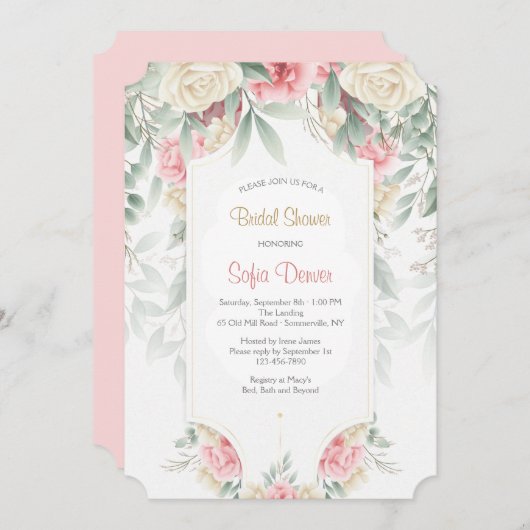 Gedempte Bloemenuitnodiging Kaart (Voorkant / Achterkant)