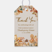 Gedempte bloemige lichte beige thanksgiving gesche cadeaulabel (Voorkant)