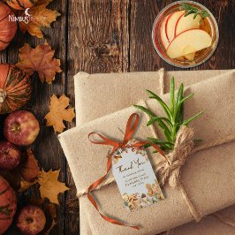 Gedempte bloemige lichte beige thanksgiving gesche cadeaulabel