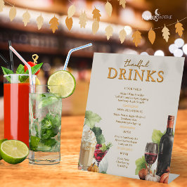 Gedempte bloemige Thanksgiving Bar Menu voetstuk Reclamebord Met Voetstuk