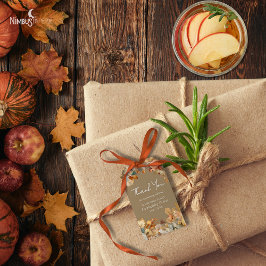 Gedempte Bloemrijke Karamel Beige Thanksgiving Cad Cadeaulabel