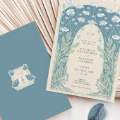 Gedempte Blues, Grijs en Wit  Art Deco Kaart