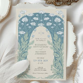 Gedempte Blues, Grijs en Wit  Art Deco Kaart