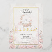 Gedempte Blush Bloemen Papier Tuin Romantische bru Folie Uitnodiging Briefkaart (Voorkant)