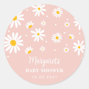 gedempte blush boho maisy bloem baby meisje douche ronde sticker
