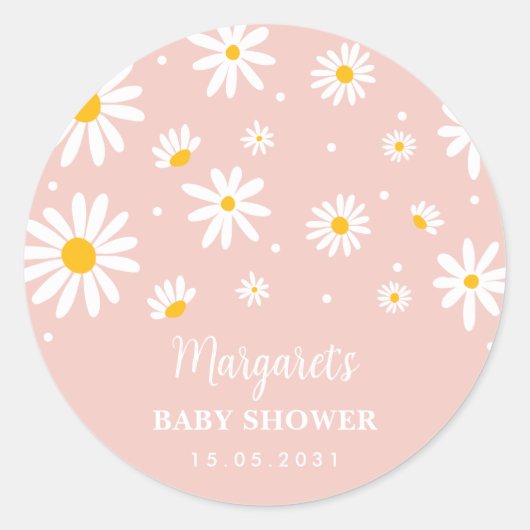 gedempte blush boho maisy bloem baby meisje douche ronde sticker (Voorkant)