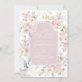 Gedempte Blush Ooievaar Wildflower Baby Meisje Dou Kaart (Voorkant)