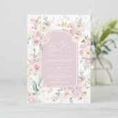 Gedempte Blush Ooievaar Wildflower Baby Meisje Dou Kaart (Staand voorkant)