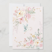 Gedempte Blush Ooievaar Wildflower Baby Meisje Dou Kaart (Achterkant)