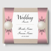 Gedempte Blush & Tan Pearl Lint Bruiloft Gastenboek (Voorkant)