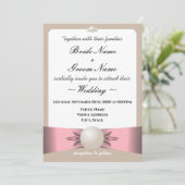 Gedempte Blush & Tan Pearl Lint Foto Bruiloft Kaart (Staand voorkant)