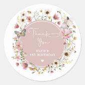 Gedempte Blush Wildflower Fairy Prinses Verjaardag Ronde Sticker (Voorkant)
