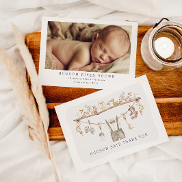Gedempte Boho Baby Boy Kleding Klein Man Foto Bedankkaart