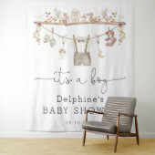 Gedempte Boho Little Man Boy Baby shower Welkom Wandkleed (In situ)