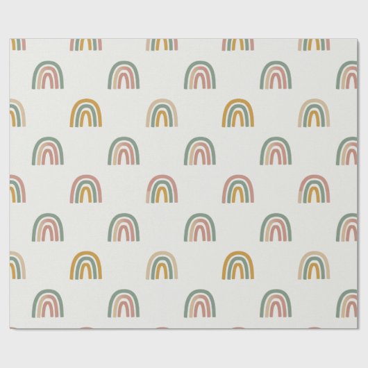 Gedempte boho regenboog scandi patroon  cadeaupapier (Vlak)