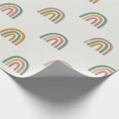 Gedempte boho regenboog scandi patroon  cadeaupapier (Hoek)