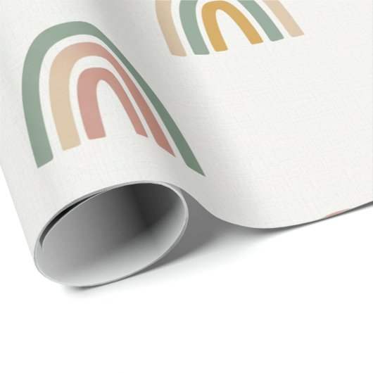 Gedempte boho regenboog scandi patroon cadeaupapier (Rol Hoek)