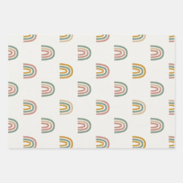 Gedempte boho regenboog scandi patroon  inpakpapier vel