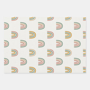 Gedempte boho regenboog scandi patroon inpakpapier vel