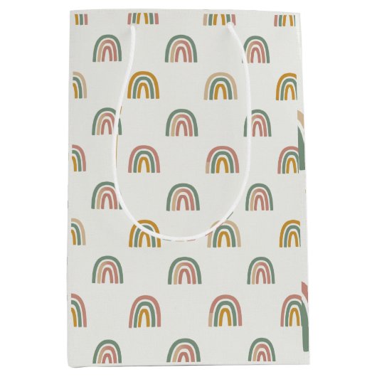 Gedempte boho regenboog scandi patroon medium cadeauzakje (Voorkant)