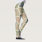 Gedempte botanische textuur retro grafiek leggings (Rechts)