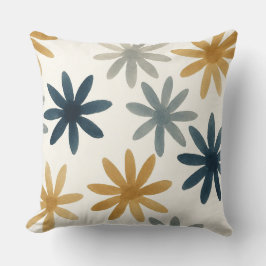 Gedempte crèmekleurige bloemprint kussen