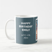 Gedempte Elegance Slate Blue Happy Birthday Kaart  Koffiemok (Links)