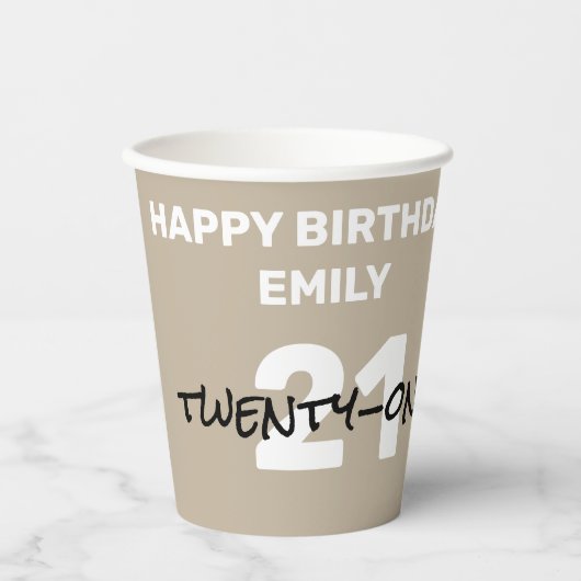 Gedempte Elegantie Calm Stone Gelukkige Verjaardag Papieren Bekers (Voorkant)