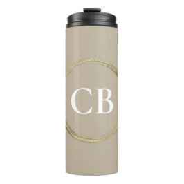Gedempte elegantie - Calm Stone Monogram Thermosbeker