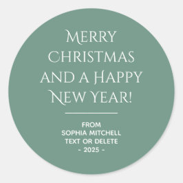 Gedempte elegantie - Ocean Blauwgroen Kerst sticke Ronde Sticker