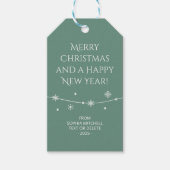 Gedempte Elegantie - Ocean Blauwgroen Snowflake Gi Cadeaulabel (Voorkant)