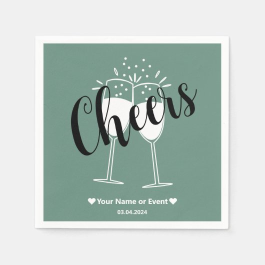 Gedempte Elegantie - Ocean Teal Cheers Servetten (Voorkant)