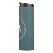 Gedempte elegantie - Slate Blue Monogram Thermosbeker (Geroteerd rechts)