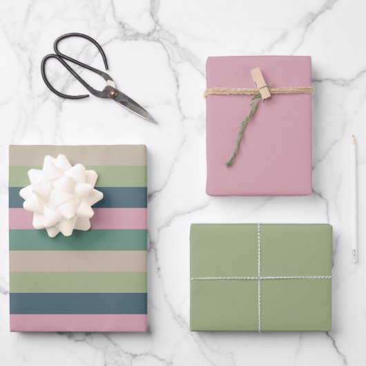 Gedempte elegantie - Solid Striped Selection Inpakpapier Vel (Voorkant)