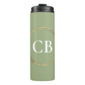 Gedempte Elegantie - Tranquil Sage Monogram Thermosbeker (Voorkant)